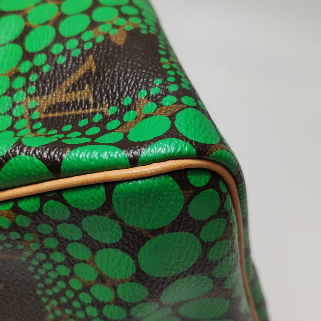 Louis Vuitton Kusama Town Speedy 30 Green Top Handle Bag