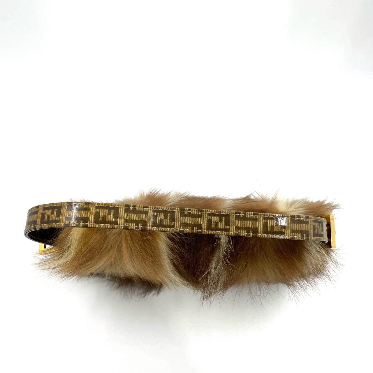 Fendi Baguette RARE Skunk Fur Vinyl Zucchino Strap Tobacco Multicolor