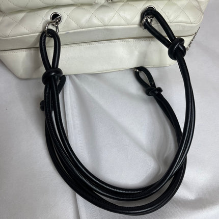 Chanel Cambon Multi-pocket Ligne Reporter Bag Large White Calfskin Leather