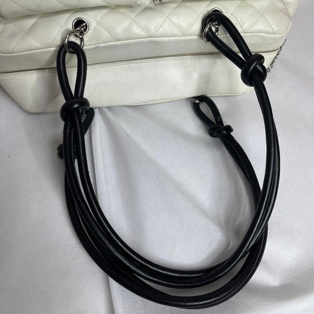 Chanel Cambon Multi-pocket Ligne Reporter Bag Large White Calfskin Leather