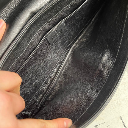 Gucci Horsebit 1955 Chain Large Black Snake-skin Leather Shoulder Bag