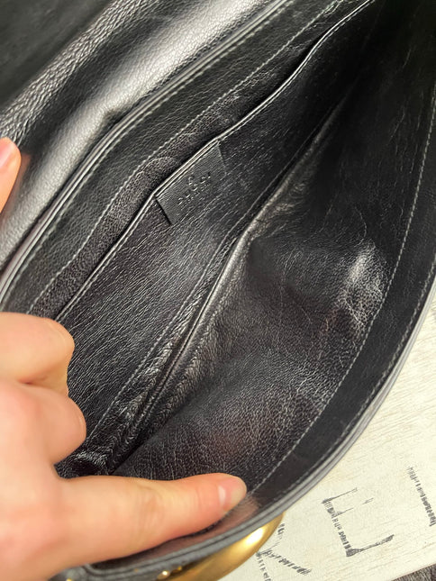 Gucci Horsebit 1955 Chain Large Black Snake-skin Leather Shoulder Bag