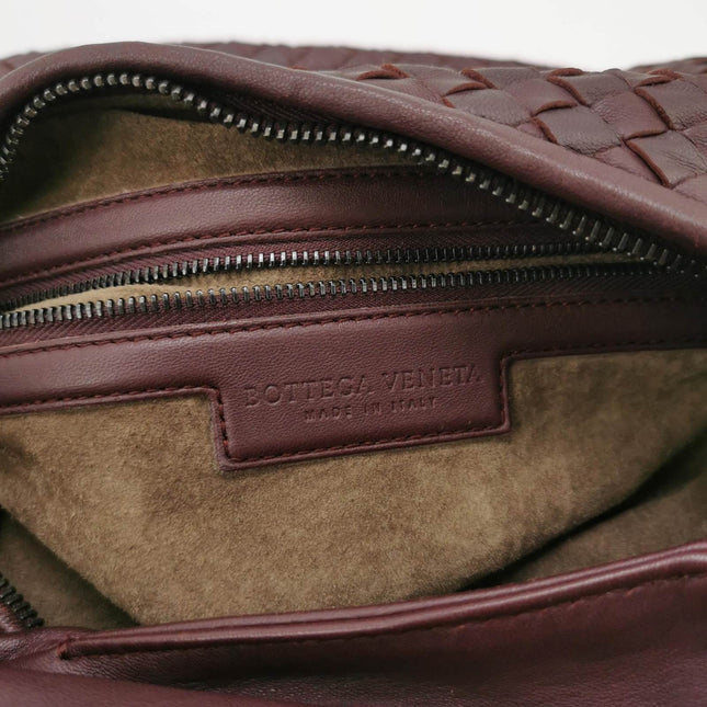 Sold Bottega Veneta Belly Hobo Intrecciato Eggplant Purple Leather Large 50cm
