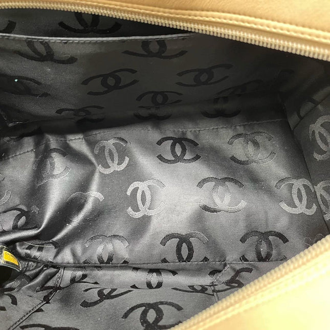 Chanel Cambon Multi-pocket Ligne Reporter Bag Large Beige Calfskin Leather