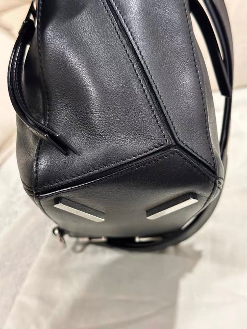 Loewe Puzzle Small Black Smooth Leather White Logo With Metal Feet 2016