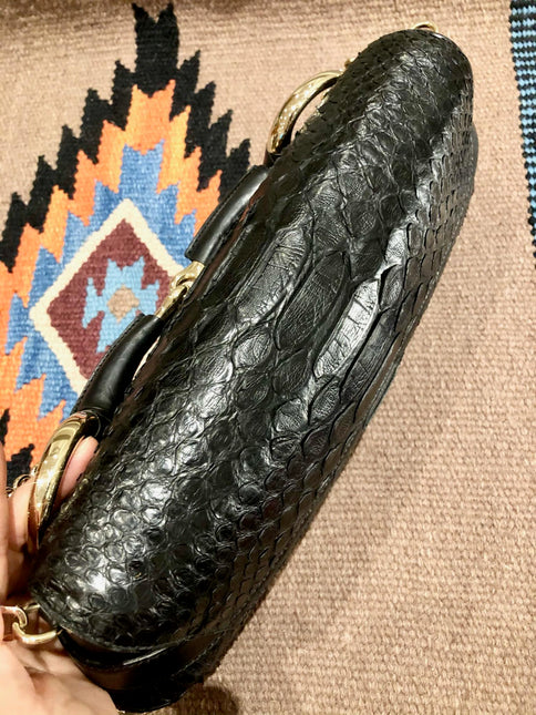Gucci Horsebit 1955 Chain Shoulder bag Large Black Crocodile Leather