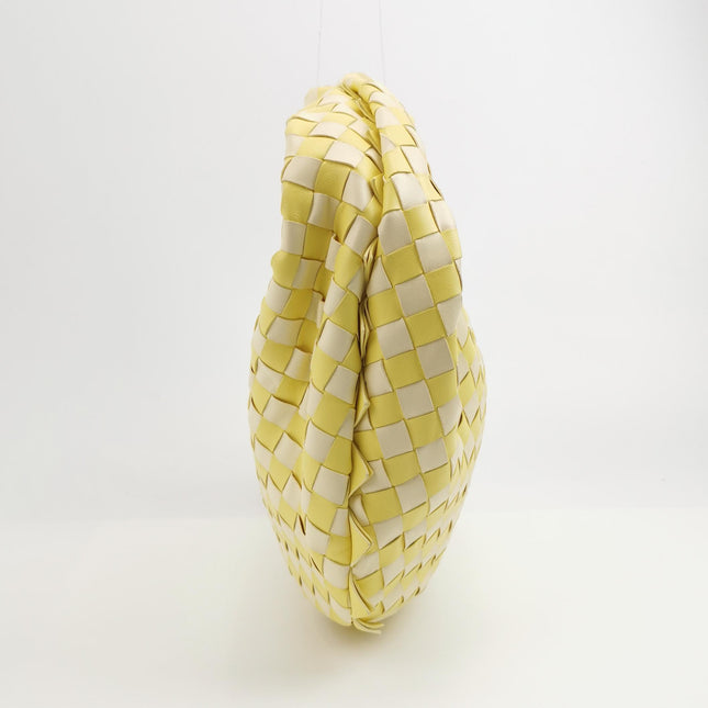 Bottega Veneta Teen Jodie Yellow White Checkered Intrecciato Leather