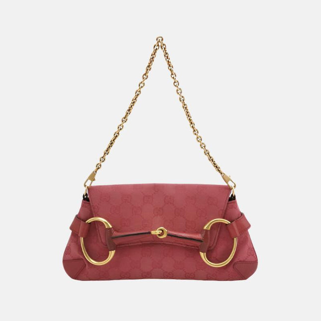 Gucci Horsebit 1955 Chain Bag Gucci Monogram Pink Canvas-Luxbags