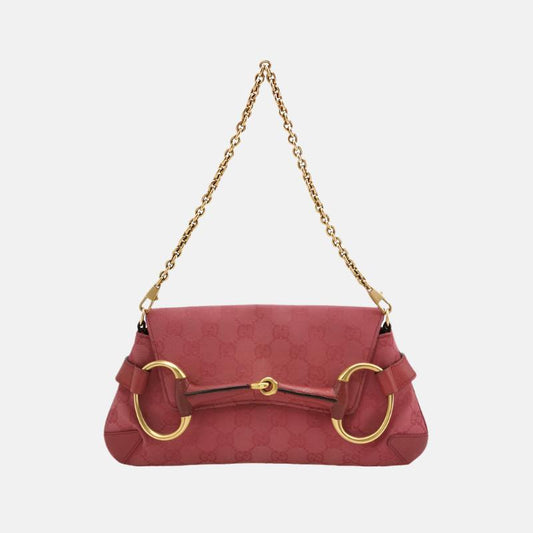 Gucci Horsebit 1955 Chain Bag Gucci Monogram Pink Canvas-Luxbags