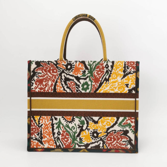 Sold Christian Dior Book Tote Large Multicolour Floral Motif Embroidered Handbag
