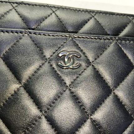 Chanel Wallet on Chain Classic Flap Black Lambskin Leather Silver Hardware
