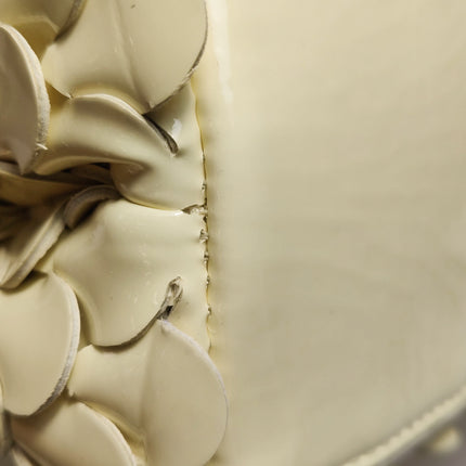 Bottega Veneta Andiamo Small Butter Yellow Fish Scale Patent Leather Handbag