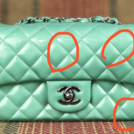 Chanel Classic Flap Rectangular Mini Green Patent Leather Silver HW