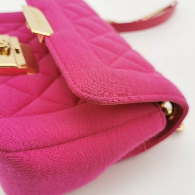 Chanel Mini Chic With Me Flap Bag Cotton Cloth Pink Fuchsia Crossbody Bag
