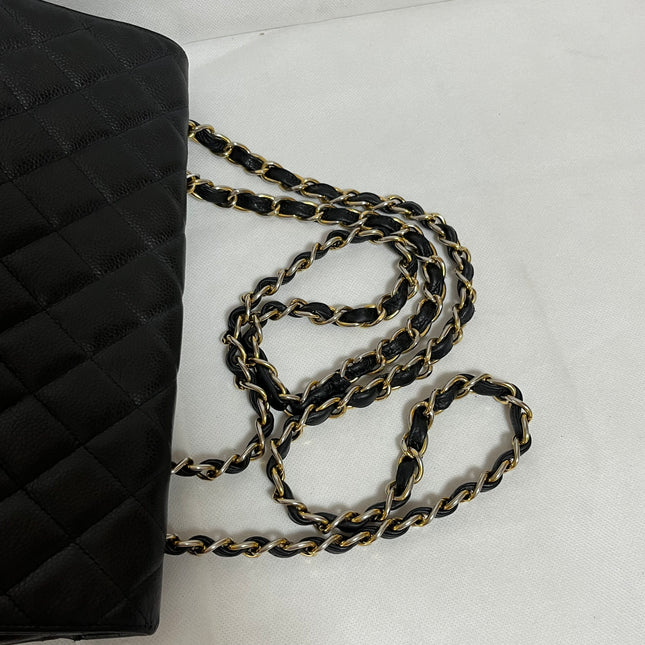 Chanel Classic Flap Jumbo 2009 Black Caviar Leather Single Flap Gold Hardware