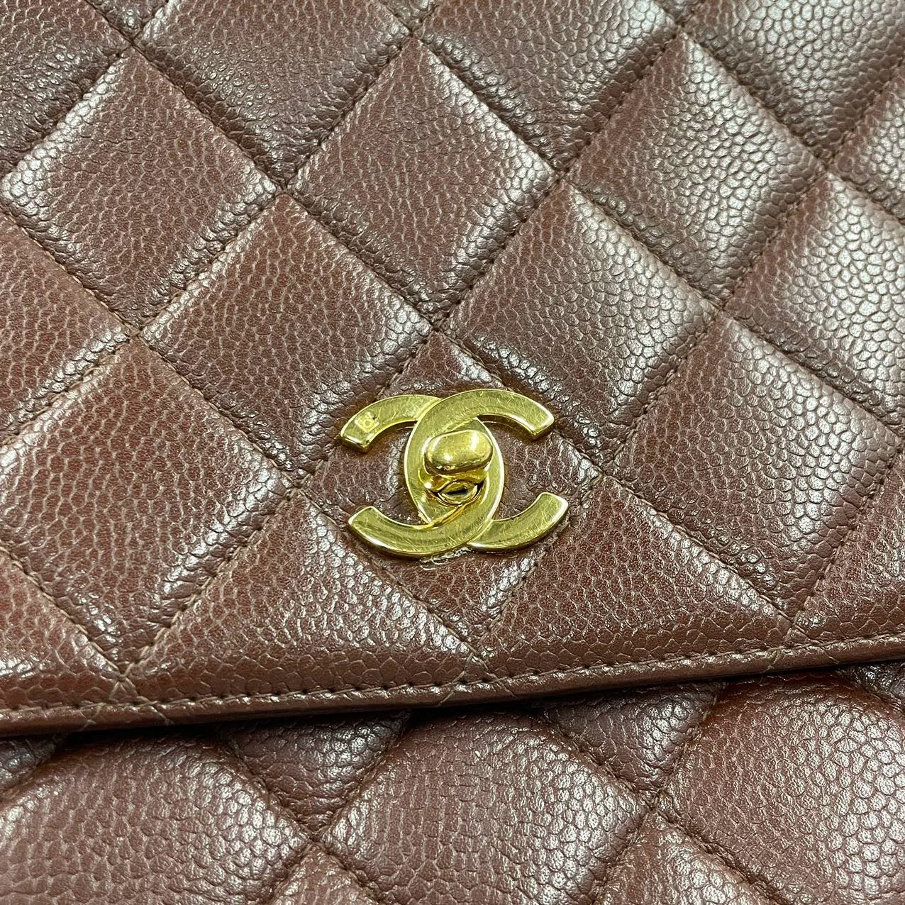 Chanel Vintage Top Handle Kelly Dark Caramel Flap Bag Caviar Leather 24k Gold Plated Hardware, 1996-1997