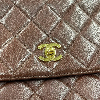 Chanel Vintage Top Handle Kelly Dark Caramel Flap Bag Caviar Leather 24k Gold Plated Hardware, 1996-1997