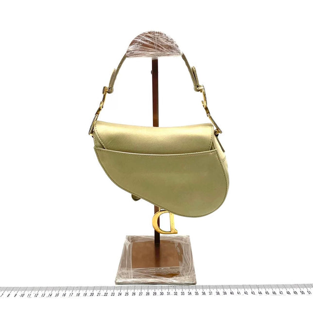 Dior Saddle Mini Silk Handbag Light Gold with crystals