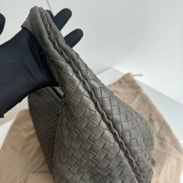 Sold Bottega Veneta Belly Hobo Intrecciato Grey Leather Medium 40cm