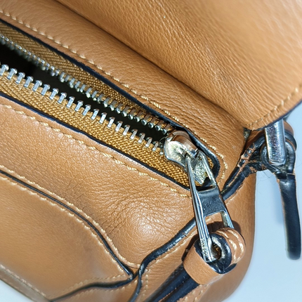 Loewe Puzzle Mini Caramel Tan Calfskin Leather Crossbody Bag