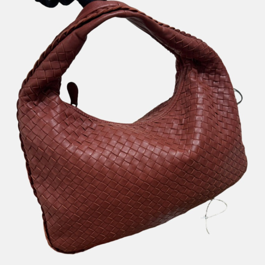 Bottega Veneta Veneta Hobo Small Burgundy 40cm Lambskin Leather-Luxbags