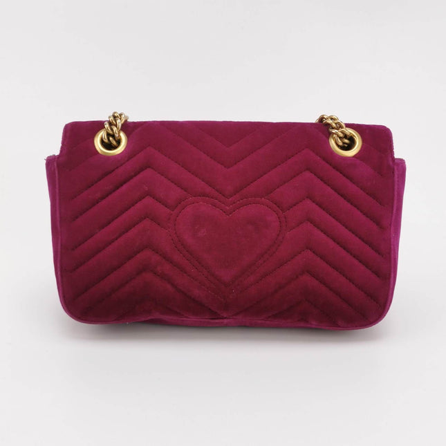 Sold Gucci Marmont Mini Flap Pink Velvet Handbag