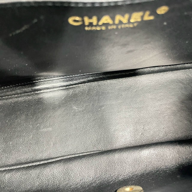 Sold Chanel Classic Flap 2009 Jumbo Black Caviar Leather Single Flap with Gold Hardware