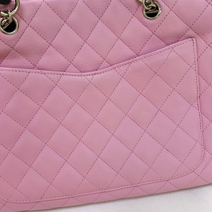 Chanel Cambon Large Pink Calfskin Leather Double Strap Handbag