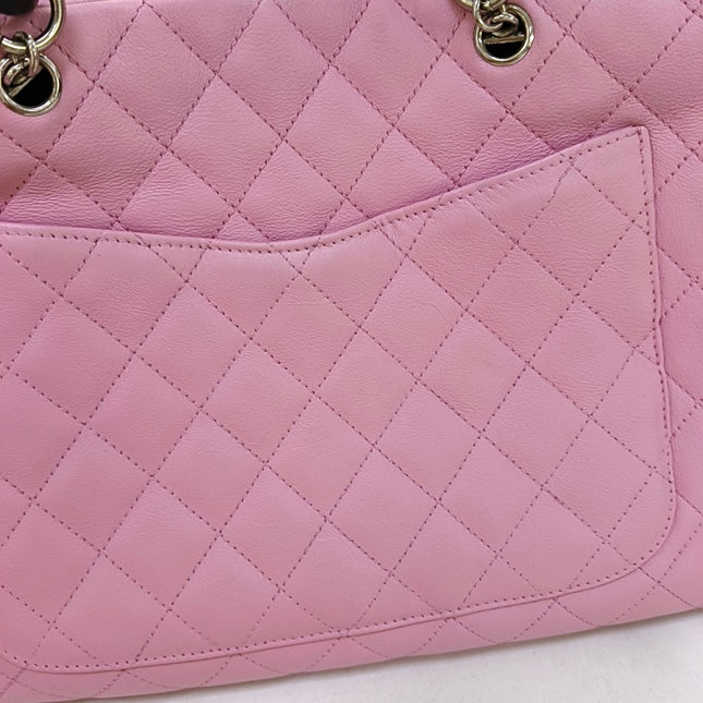 Chanel Cambon Large Pink Calfskin Leather Double Strap Handbag