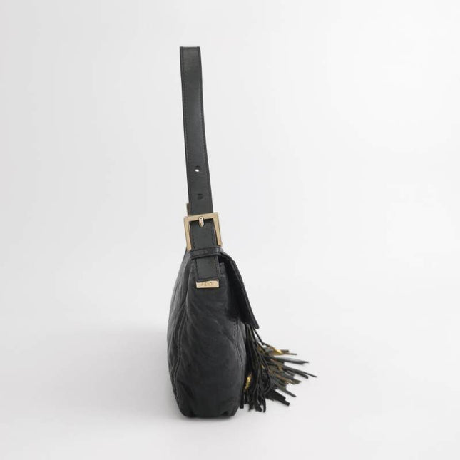 Fendi Baguette Leather with Wild Fringes Shoulder Bag