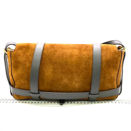Fendi Baguette Brown Suede Leather Large Baguette Cage Removable Leather Belts