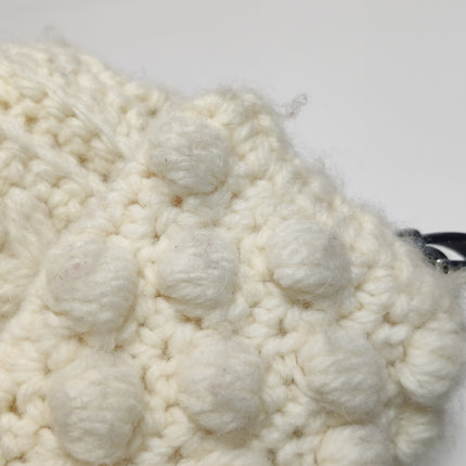 Fendi Baguette Bag White Crochet Knit Wool Pompom Shoulder Bag