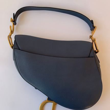 Sold Dior Saddle Blue Grey Medium Leather Handbag