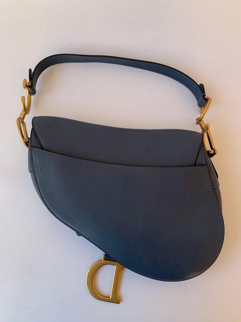 Sold Dior Saddle Blue Grey Medium Leather Handbag