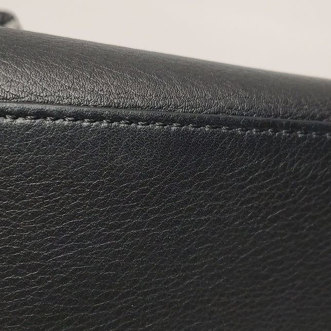 Loewe Puzzle Small Black Grained Leather White Logo