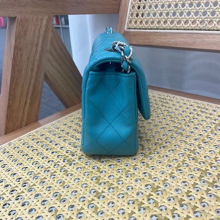Chanel Classic Flap Mini Blue Lambskin Leather Gold Hardware 2014
