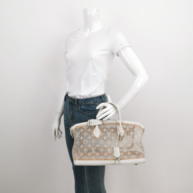 Louis Vuitton Lockit White Mesh Monogram and Leather Handbag