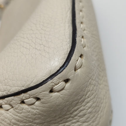 Fendi Baguette Selleria Medium Off White Cream Calfskin Leather Crossbody Bag Medium