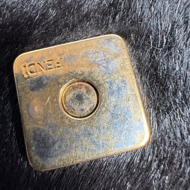 Fendi Mamma Baguette Large Pony hair in Cow Print Black and White