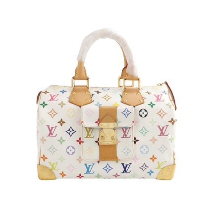 Louis Vuitton x Takashi Murakami Speedy 30 Lock White Multicolor-Luxbags