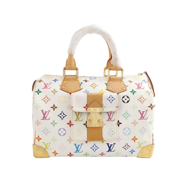 Louis Vuitton x Takashi Murakami Speedy 30 Lock White Multicolor-Luxbags