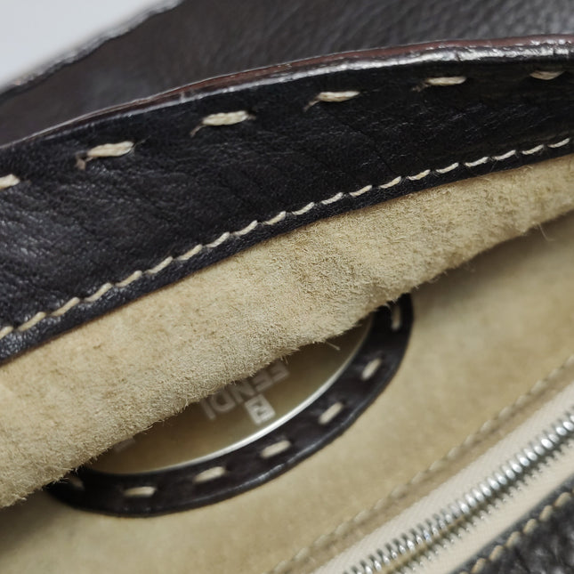 Fendi Baguette Selleria Calfskin Leather Brown Shoulder Bag