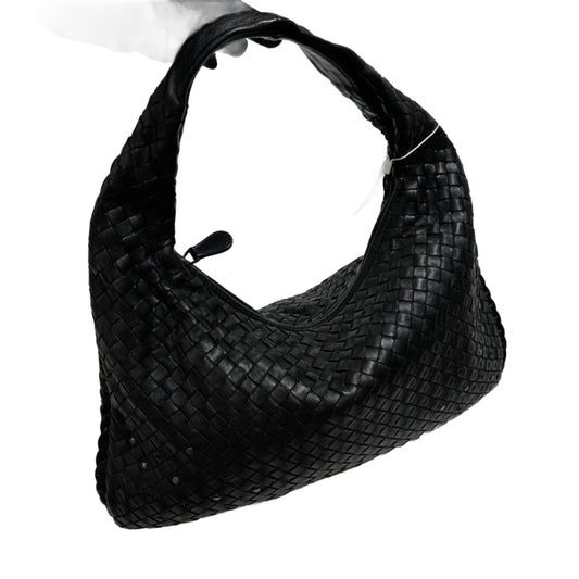 Bottega Veneta Intrecciato Hobo Bag Medium Black leather with Metal Studs 40cm-Luxbags