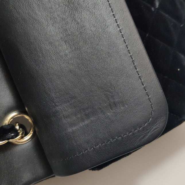 Chanel Classic Flap Medium Black Velvet Gold Hardware, 2014-2015