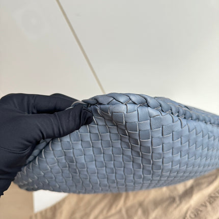 Sold Bottega Veneta Hobo Bag Lambskin leather Greyish Misty Blue Medium 40cm