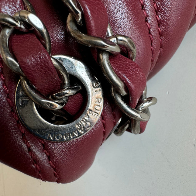 Chanel Classic Flap Medium Chevron Burgundy Quilted Lambskin Leather, 2015