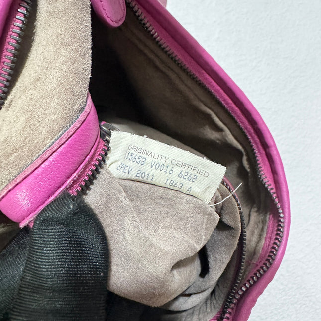 Sold Bottega Veneta Veneta Hobo Medium Deep Fuchsia Pink Intrecciato Leather Bag 40cm