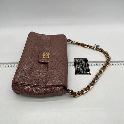 Chanel Vintage Medium Iridescent Brown Caviar Leather Shoulder Bag Gold Hardware