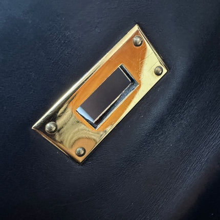 Hermès Kelly 32 Sellier Black Box Leather Gold Hardware with Strap