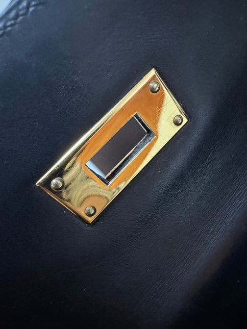 Hermès Kelly 32 Sellier Black Box Leather Gold Hardware with Strap